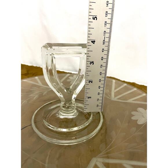 VTG Etched Clear Crystal Center Handle Tray Plate with Etched Flowers 10.5" - Picture 5 of 16